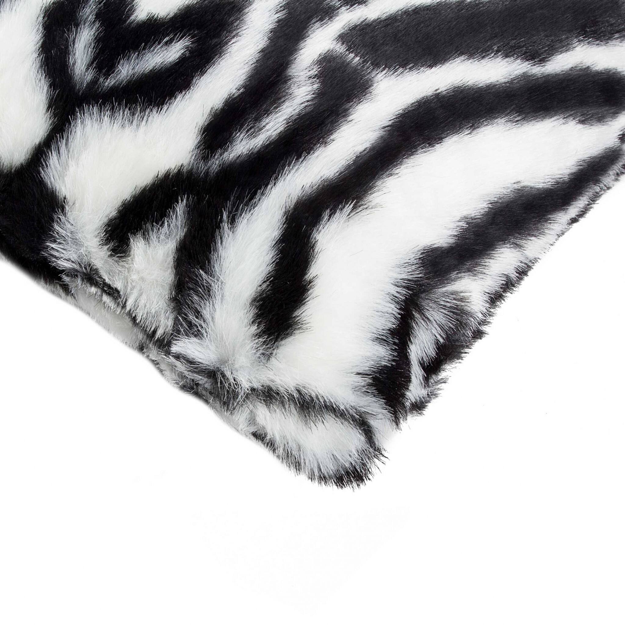 18" X 18" X 5" Denton Zebra Black And White Faux Pillow 2 Pack On